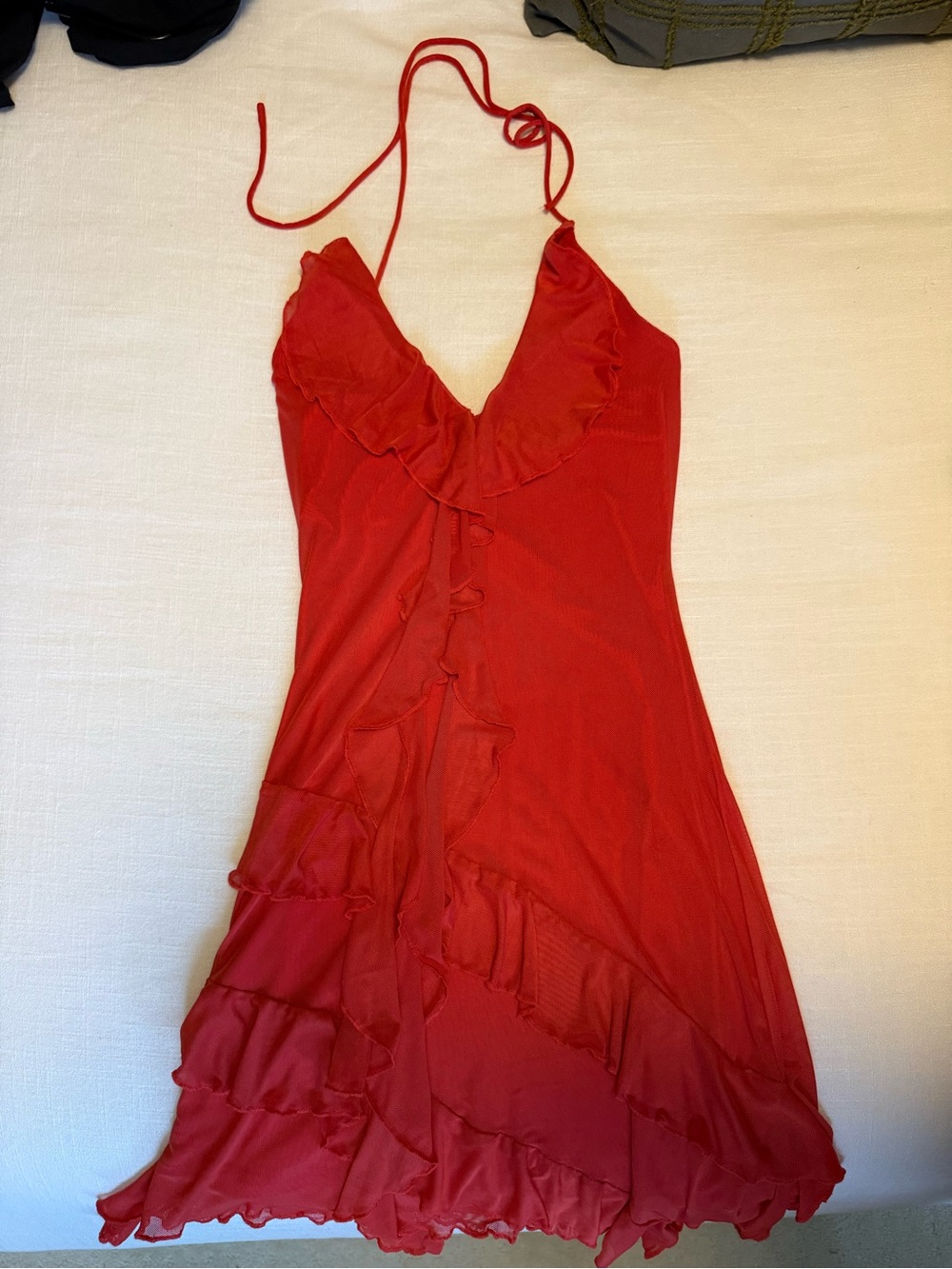Princess Polly Red Ruffle V-Neck Mini Dress - Picture 2 of 3
